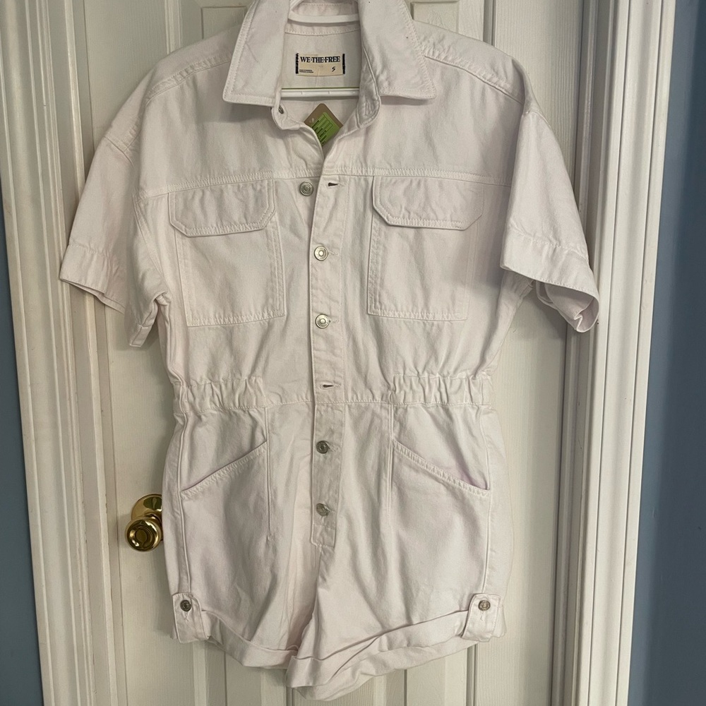 We The Free White Casual Button Down Shirt
